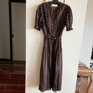 Daughters of India Block Print Dress - coffee - M